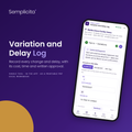 Variation and Delay Log in the Semplicita Workspace App — Amy's project workspace on a phone